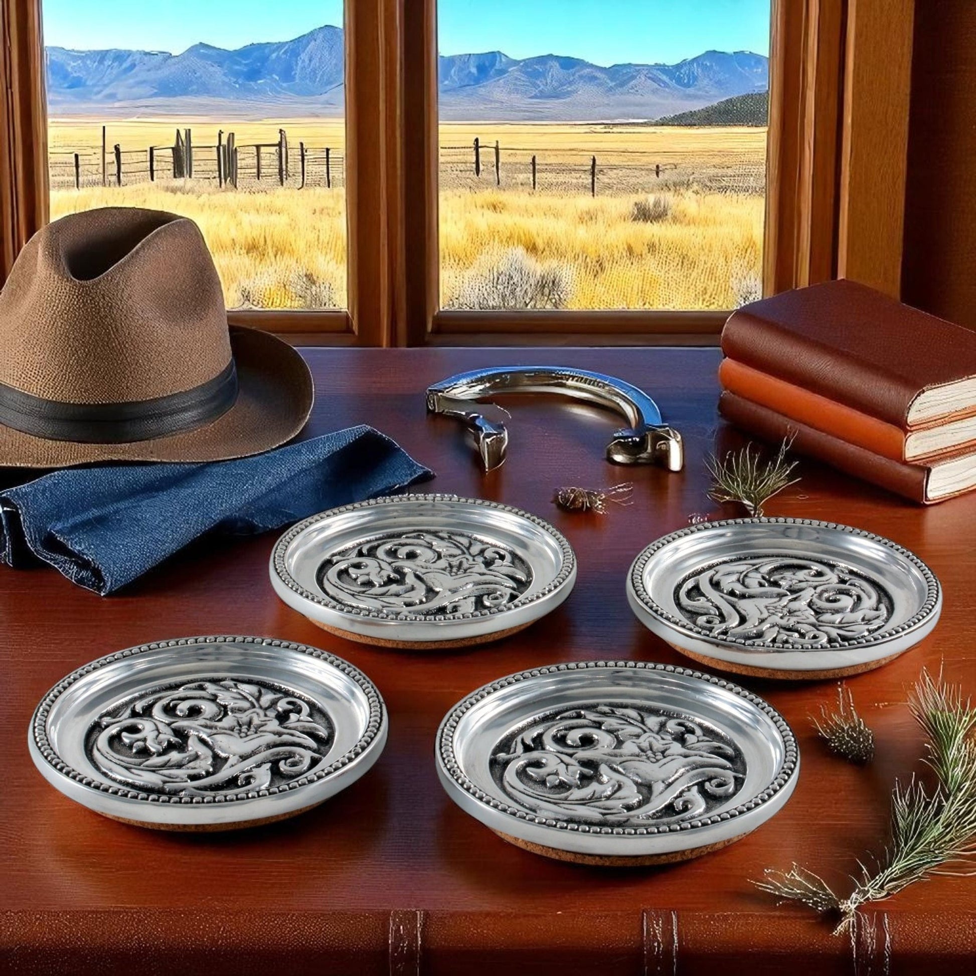 Concho Western Drink Coaster Set of 4 - themonogram manor 