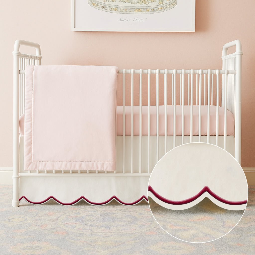 Scallop Embroidery Cotton Crib Skirt - themonogram manor 