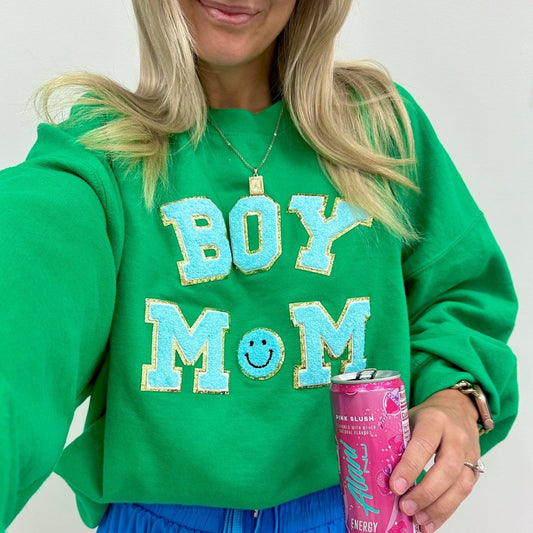 Boy Mom Letter Patch Sweatshirt - themonogram manor 