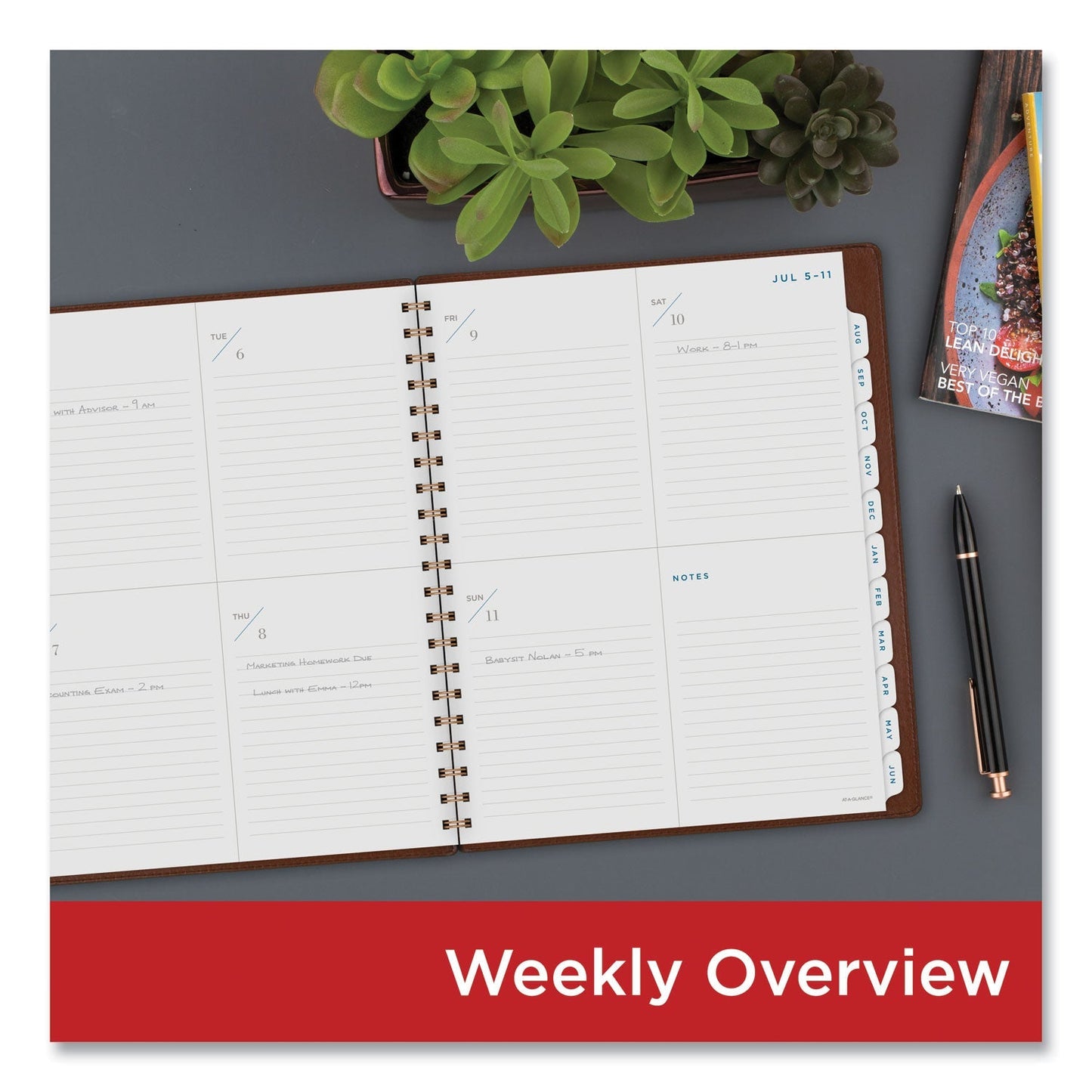 AT - A - GLANCE Signature Collection Academic Weekly/Monthly Planners, 11.5 x 8, Distressed Brown Cover, 13 - Month (July - July): 2022 - 2023 - themonogram manor 
