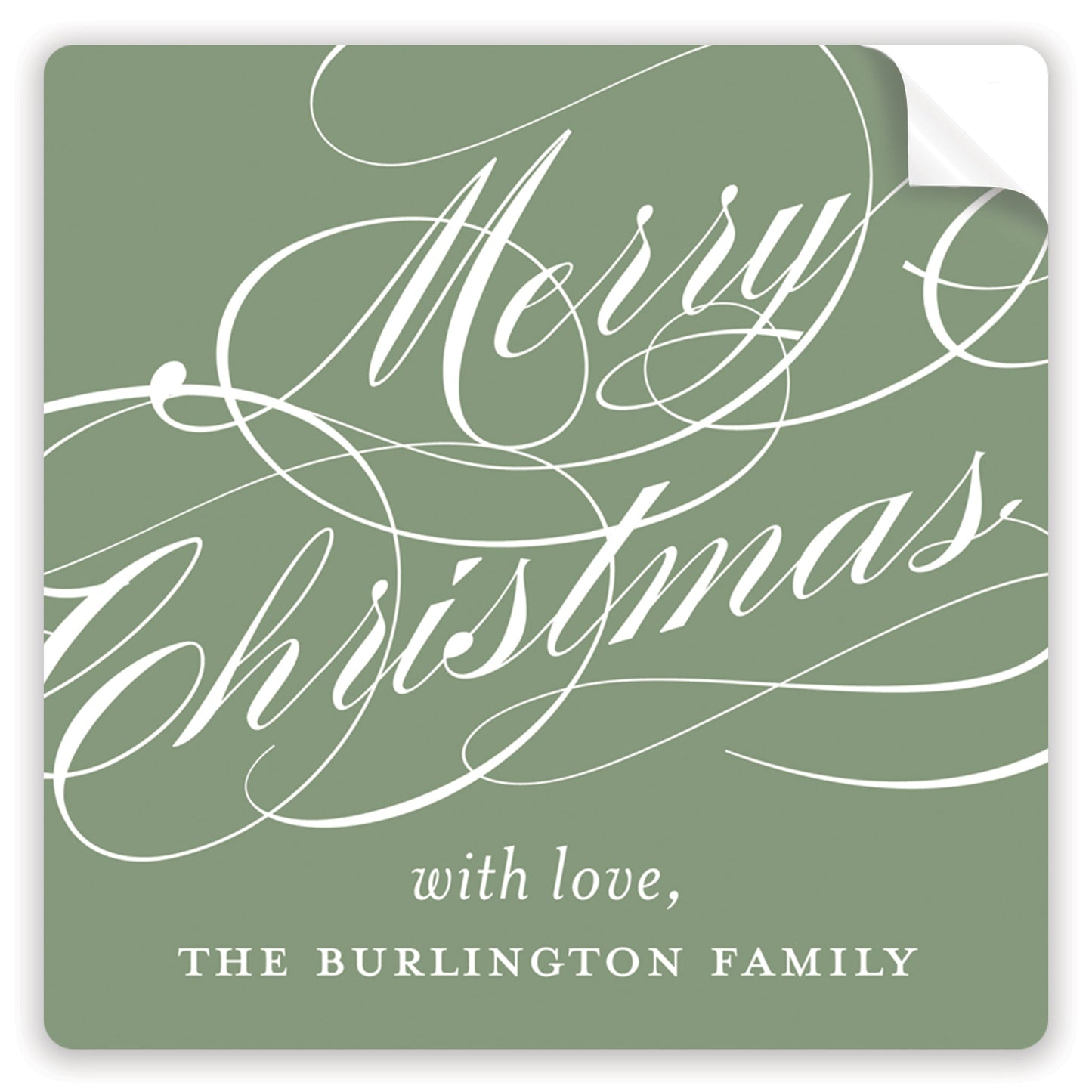 christmas script sage holiday stickers - themonogram manor 