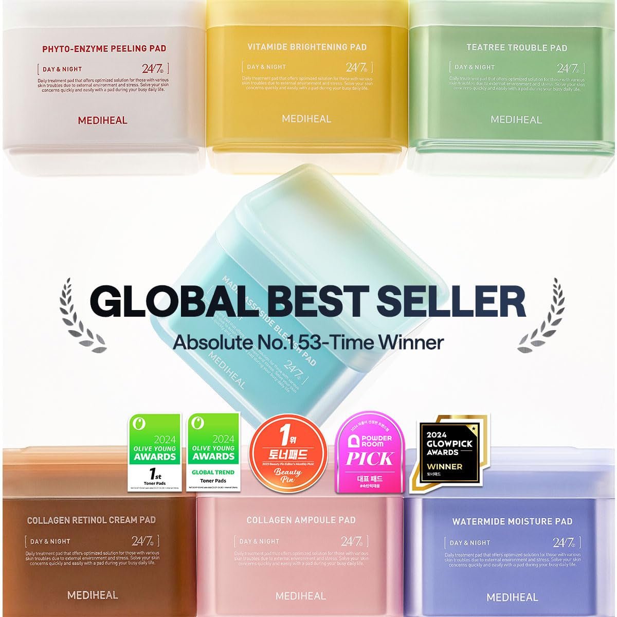 Collagen Ampoule Facial Toner Pads - Collagen & Ceramide - Skin Firming & Restore Elasticity & Deep Hydration - Tighten Wrinkles & Lines - Vegan Eco Silk Fabric - themonogram manor 