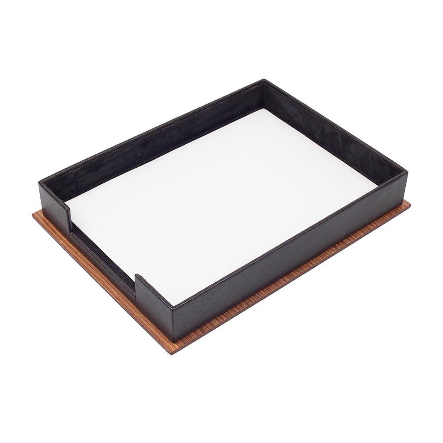 MOOG Star Leather Desk Set - Walnut Wood Combination - White - 11 PCS - themonogram manor 