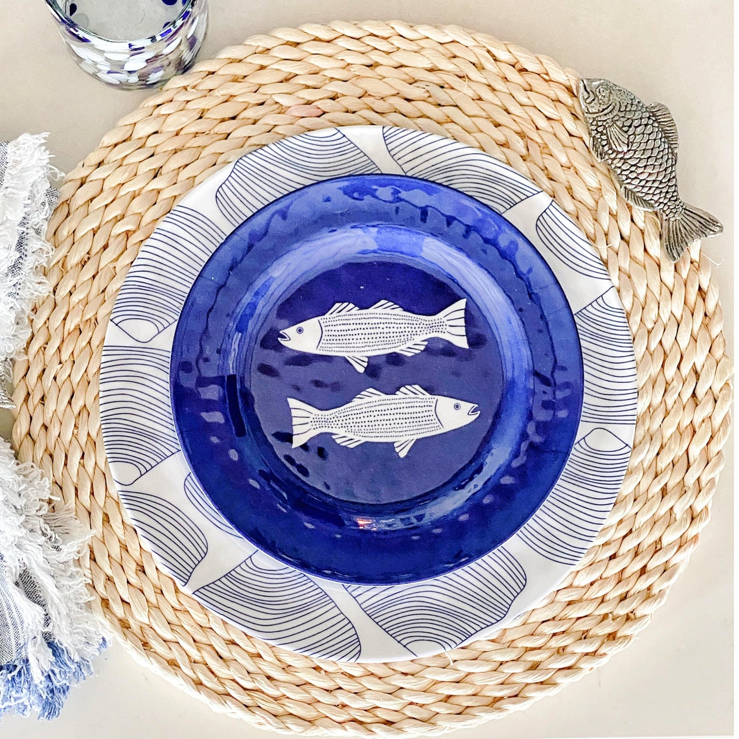 Fish Twisted Seagrass Placemats - set of 4 - themonogram manor 