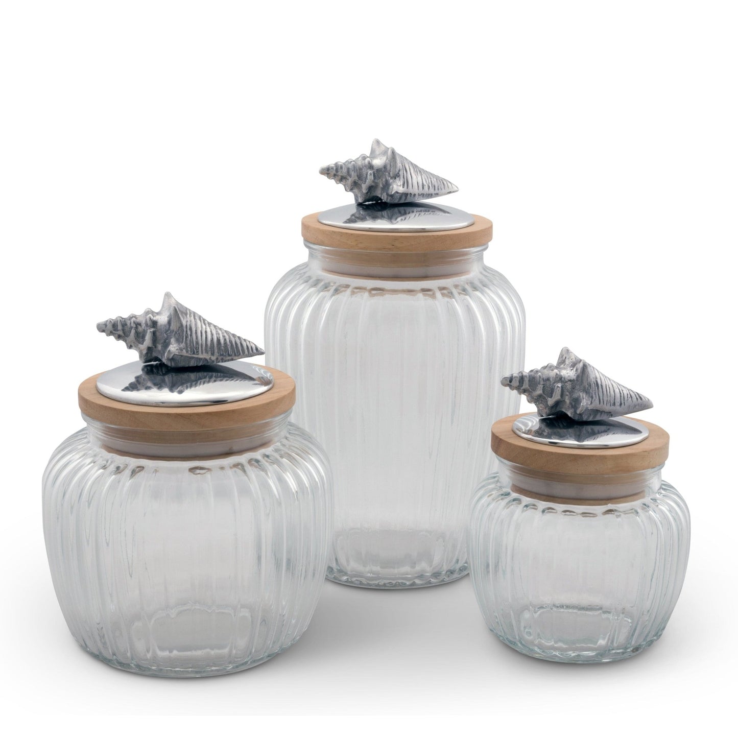 Shell Knob Glass Canisters - themonogram manor 