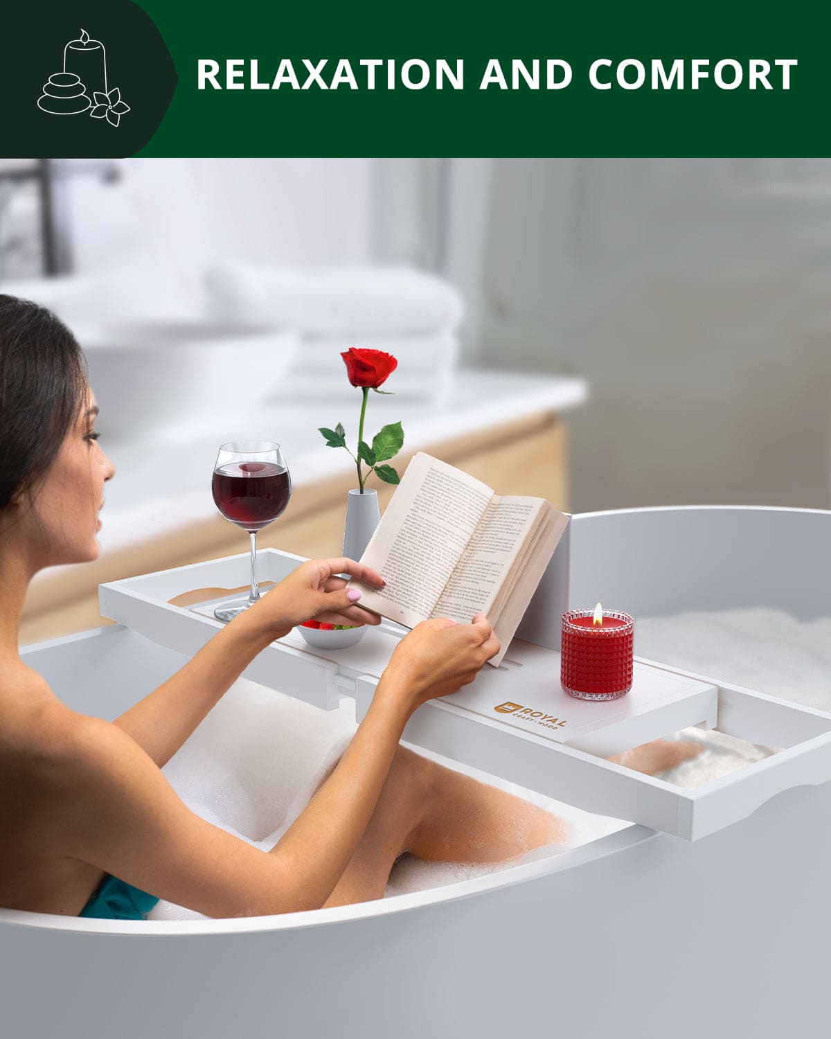 Bathtub Caddy Tray Lite, White - themonogram manor 