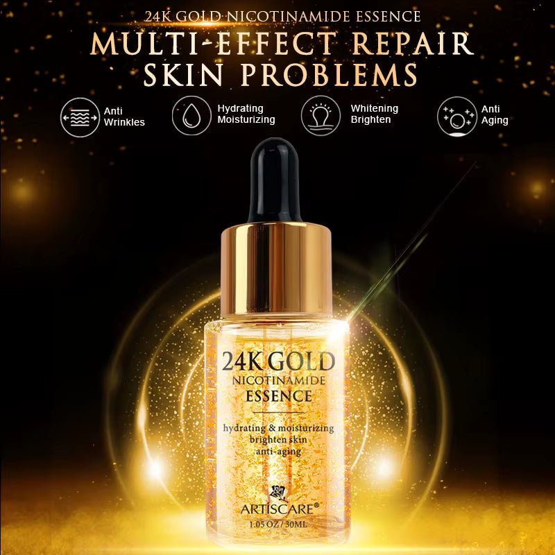 24K Gold Skincare SET Face Cream Moisturizing Serum Dark Circles Essence Korean Skin Care Products - themonogram manor 
