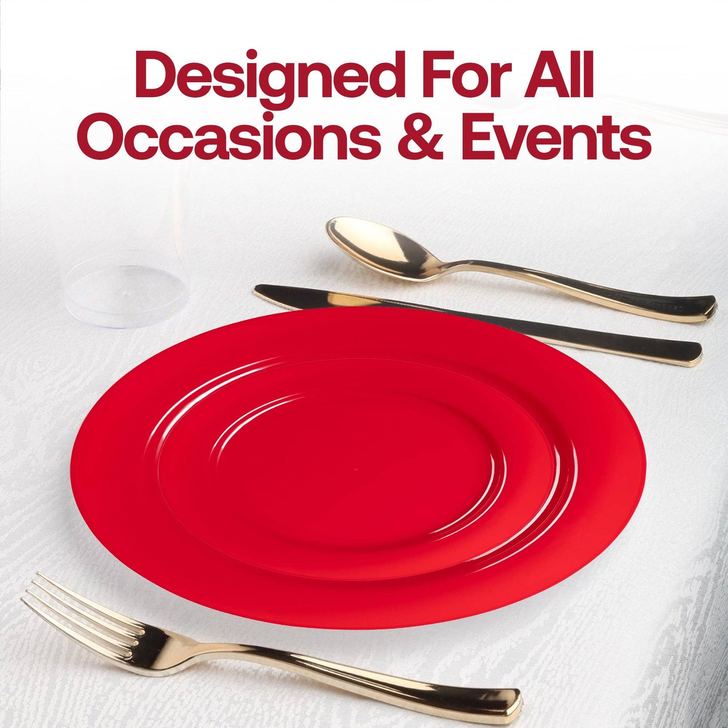 7.5" Red Holiday Plastic Appetizer/Salad Plates - 10 pcs - themonogram manor 