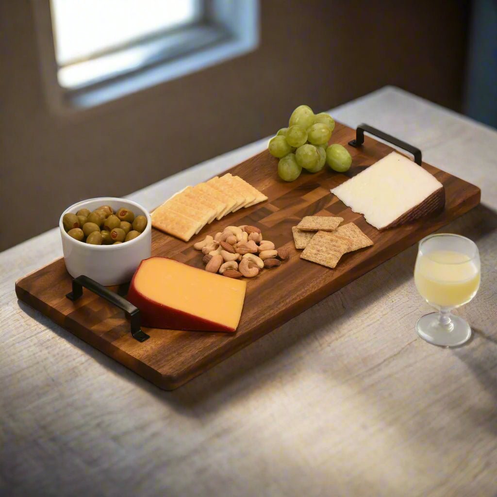 Acacia Serving Trays with Metal Handles - themonogram manor 