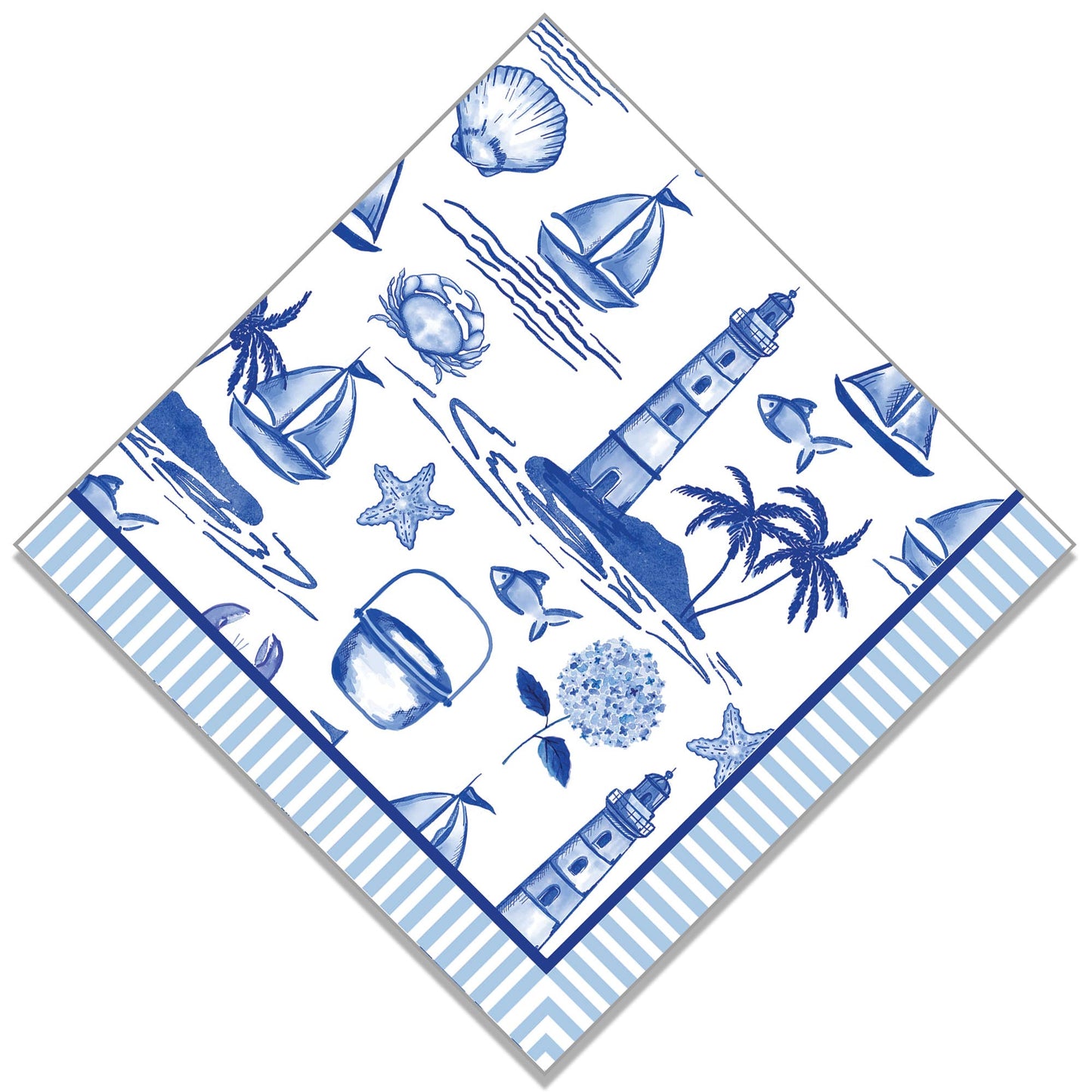 In Stock WH Paper Cocktail Napkins | Seaside Toile - themonogram manor 