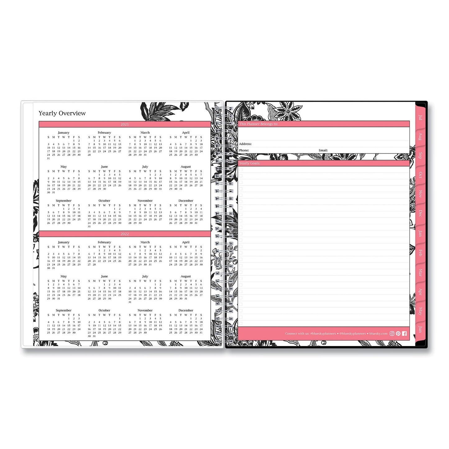 Blue Sky Analeis Create - Your - Own Cover Weekly/Monthly Planner, Floral, 11 x 8.5, White/Black/Coral, 12 - Month (July - June): 2022 - 2023 - themonogram manor 