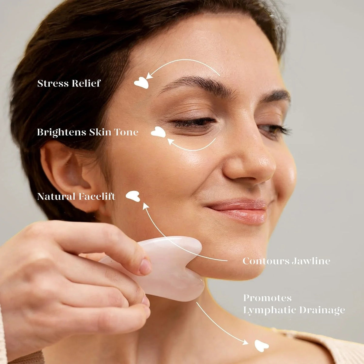 Jade Roller & Gua Sha, Natural Jade Face Roller Gua Sha Facial Tools Skin Care Massager, Pink - themonogram manor 
