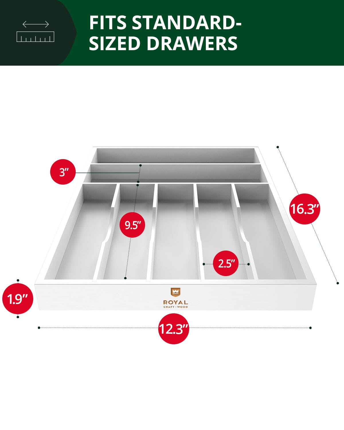 Basic Silverware Drawer Organizer, White - themonogram manor 