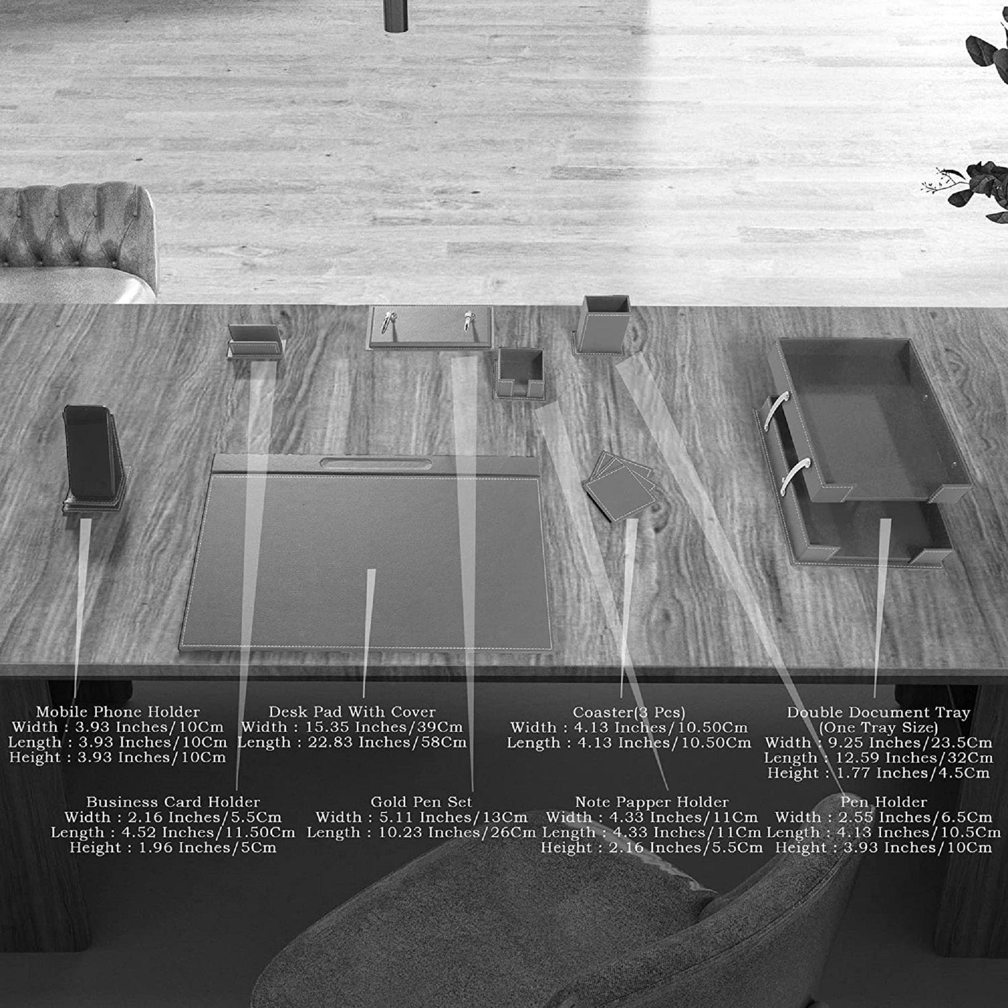 MOOG Classic Leather Desk Set - 12 PCS - themonogram manor 