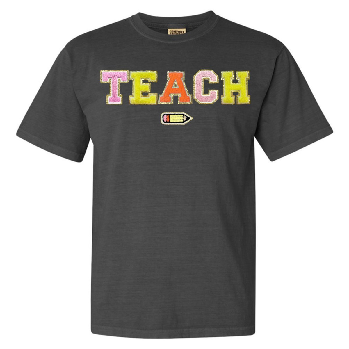 Teach Pencil Letter Patch T-Shirt - themonogram manor 
