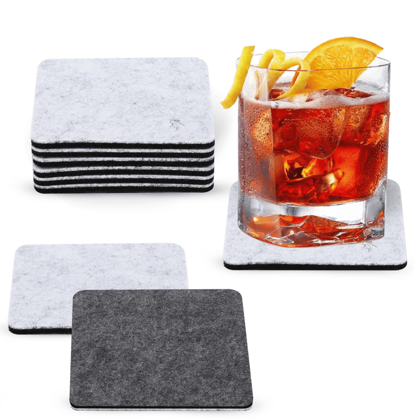 Premium Felt Coasters for Drink Set of 18 Pcs - (square) - themonogram manor 