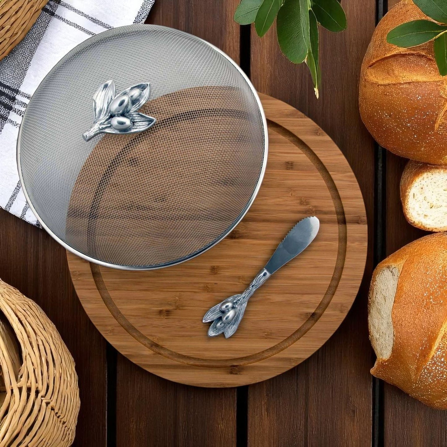Olive 3 Piece Picnic Cheese Board / Spreader - themonogram manor 