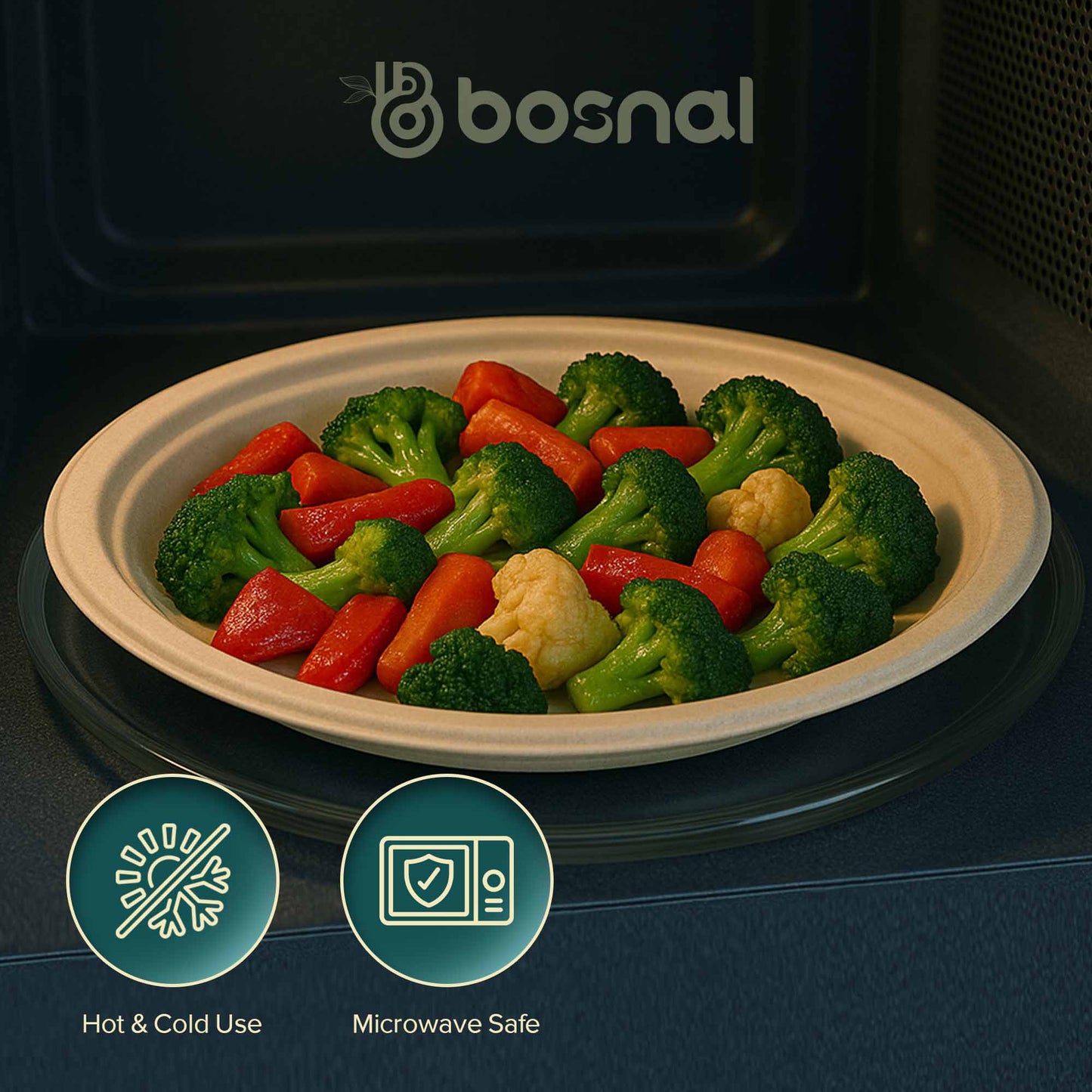 Bosnal - Sugarcane Bagasse Compostable 10 inch Round Plates - Case of 20 (500 Pcs) - themonogram manor 