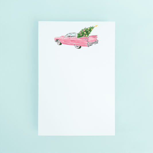 Pink Christmas Cadillac Notepad - themonogram manor 