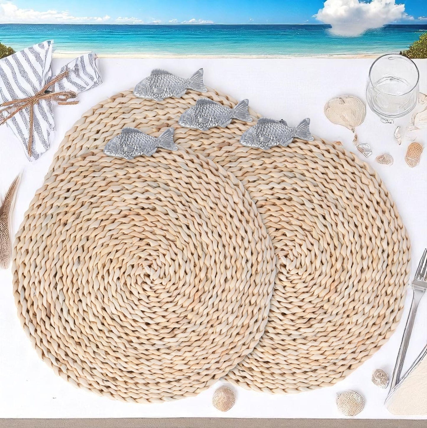 Fish Twisted Seagrass Placemats - set of 4 - themonogram manor 