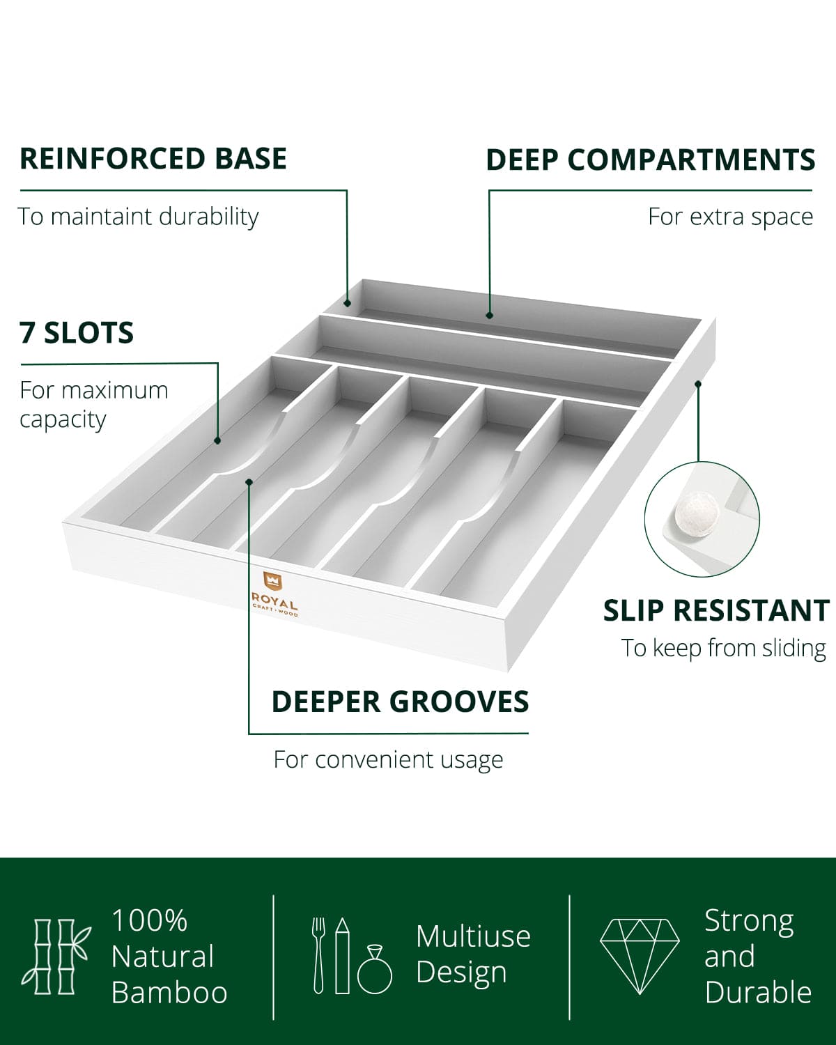 Basic Silverware Drawer Organizer, White - themonogram manor 