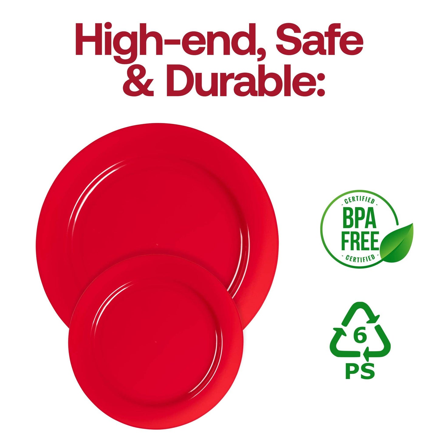7.5" Red Holiday Plastic Appetizer/Salad Plates - 10 pcs - themonogram manor 