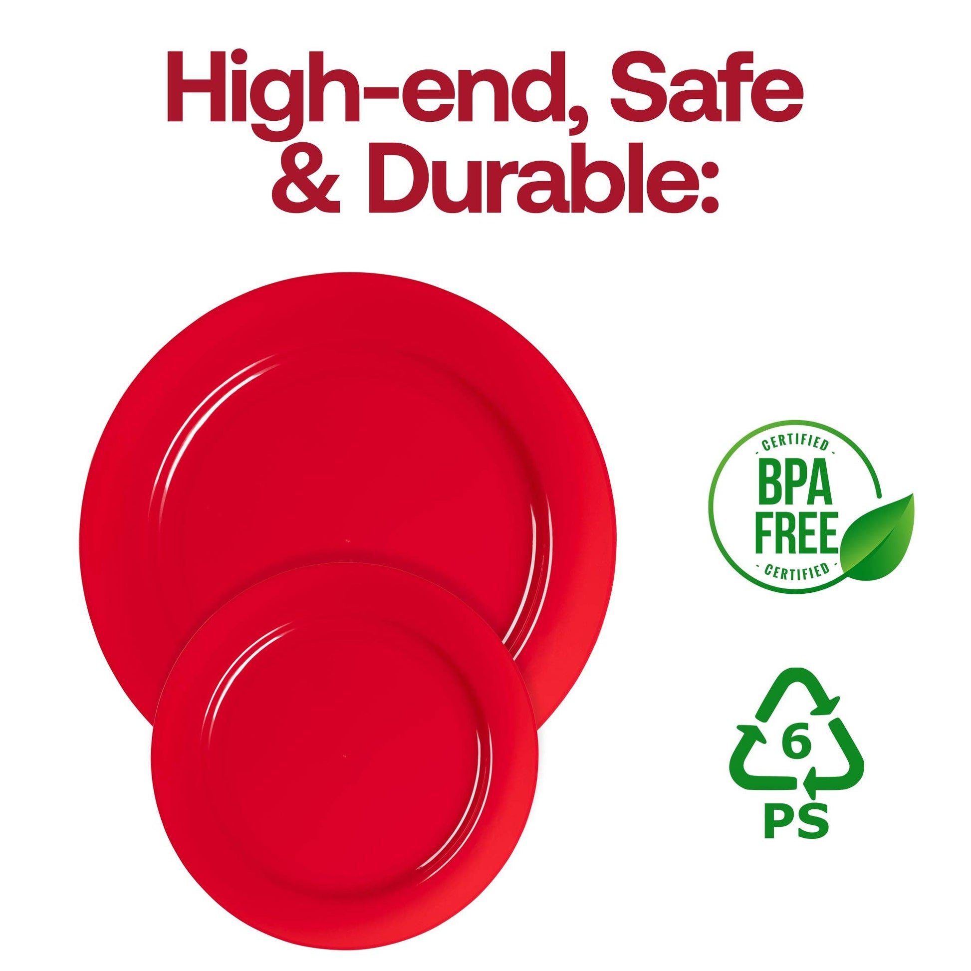 7.5" Red Holiday Plastic Appetizer/Salad Plates - 10 pcs - themonogram manor 