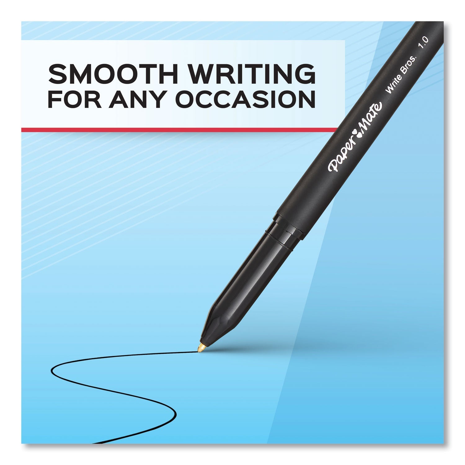 Paper Mate Write Bros. Ballpoint Pen, Stick, Bold 1.2 mm, Blue Ink, Blue Barrel, Dozen - themonogram manor 