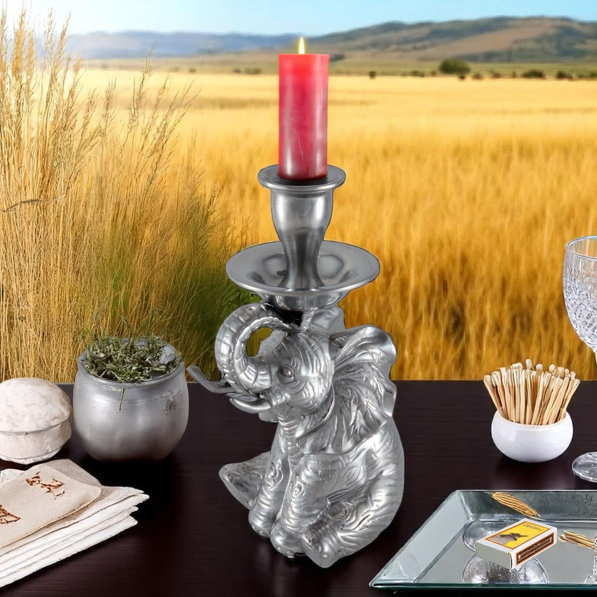 Elephant Taper Candle Holder - themonogram manor 