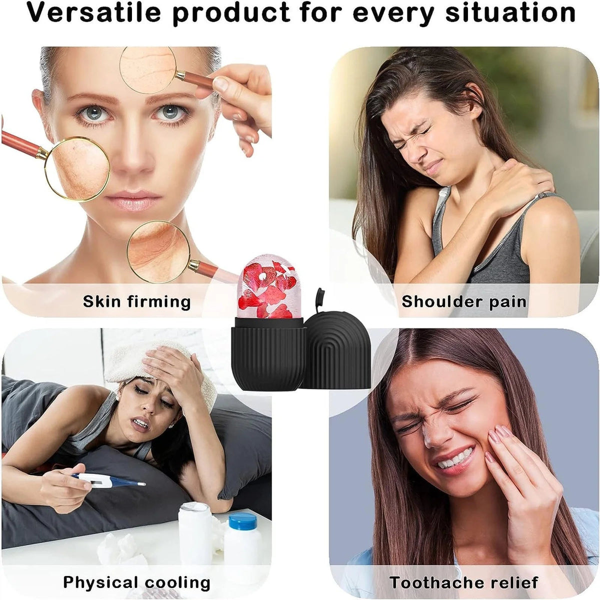 2024 New Ice Roller for Face and Eye, Ice Face Roller, Facial Beauty Ice Roller Skin Care Tools, Ice Cube Face Massage, Silicone Ice Mold for Face Care - themonogram manor 
