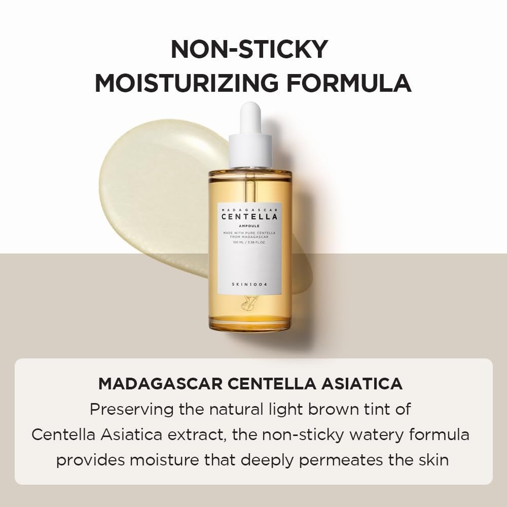 Madagascar Centella Asiatica Ampoule Facial Serum 1.85 Fl.Oz, 55Ml, Soothes Acne Prone and Sensitive Skin - themonogram manor 