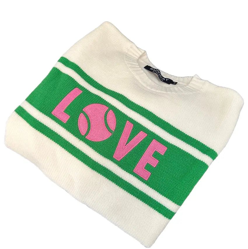 LOVE Sweater - Pink, Green & Cream - themonogram manor 