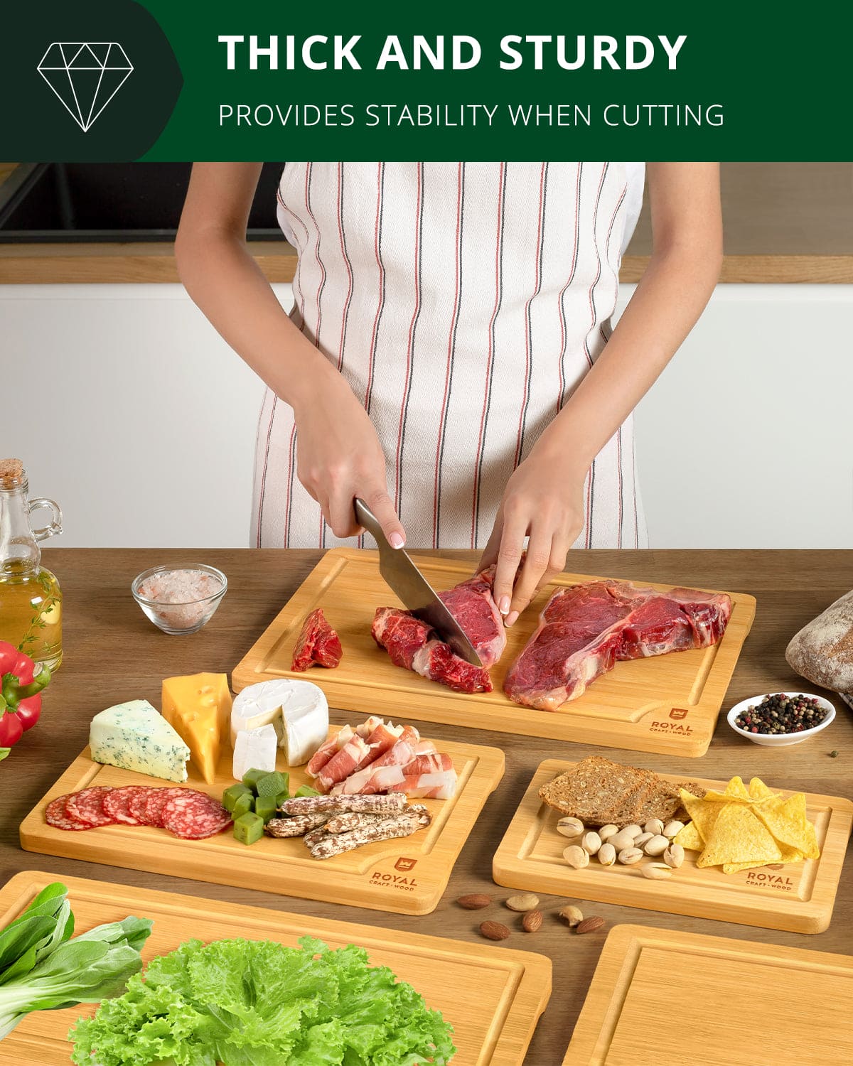 Cutting Board Set of 5, Bamboo - themonogram manor 