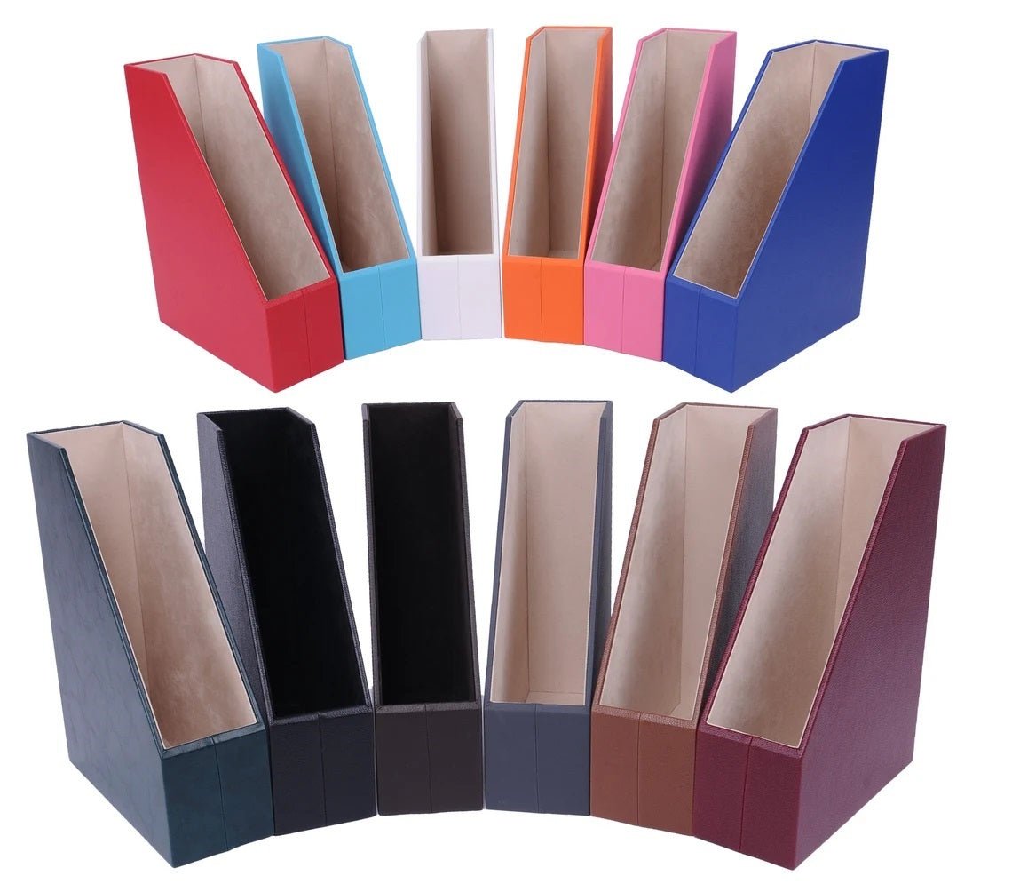 MOOG Faux Leather Magazines Holder - File Organizer - themonogram manor 