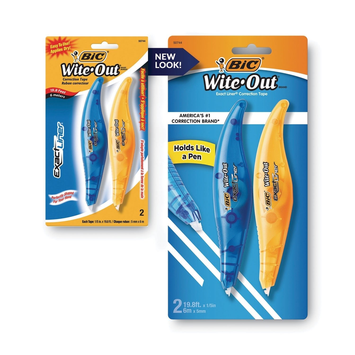 BIC Wite - Out Brand Exact Liner Correction Tape, Non - Refillable, Blue/Orange Applicators, 0.2" x 236", 2/Pack - themonogram manor 