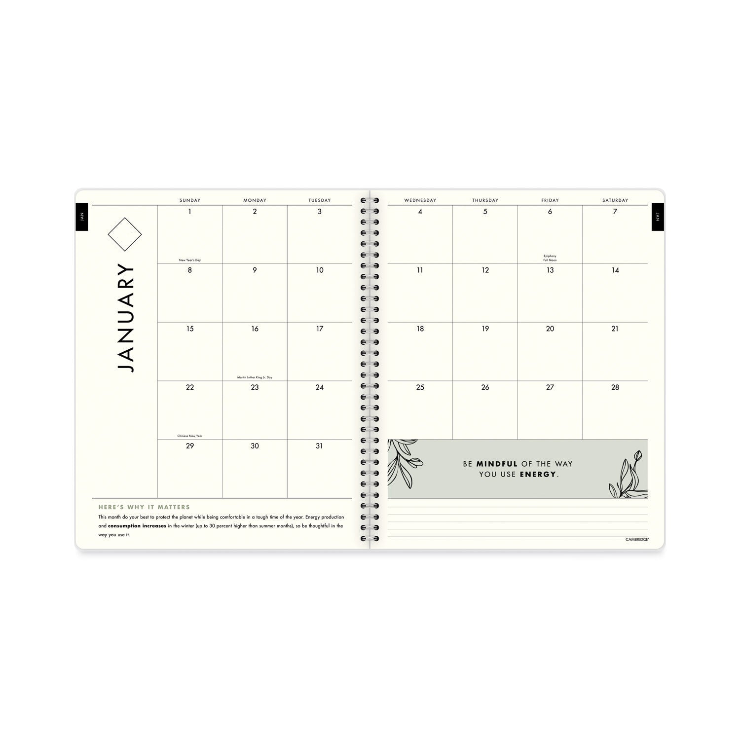 Cambridge GreenPath Weekly/Monthly Planner, GreenPath Artwork, 11 x 8.5, White/Green Cover,12 Month (Jan to Jan): 2023 - themonogram manor 
