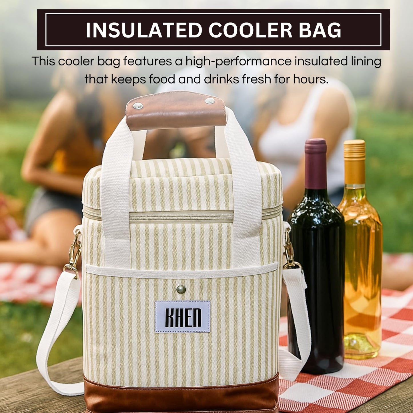 2 Bottle Wine Carrier Tote, Insulated Leakproof Cooler Bag - themonogram manor 