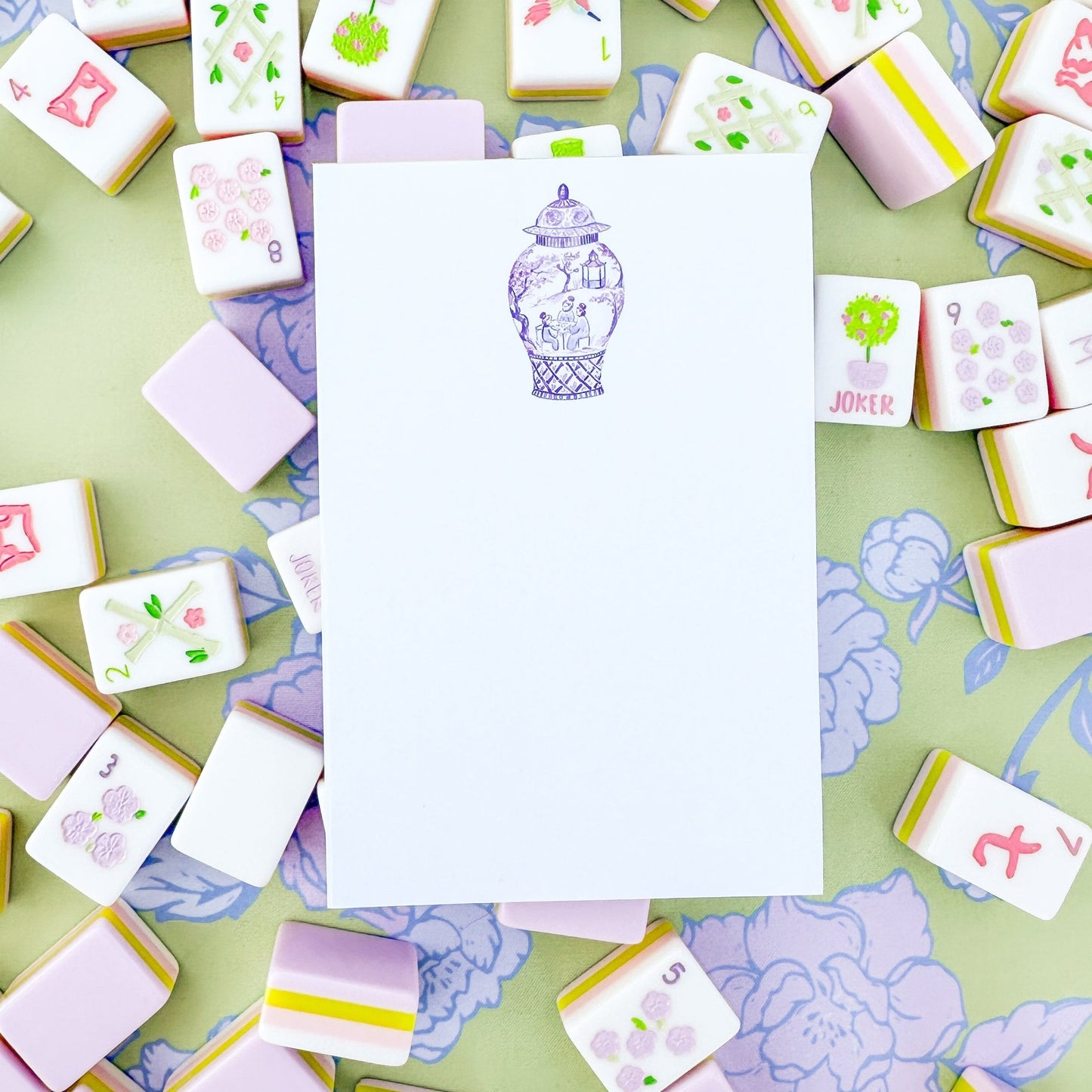 Purple Mahjong Ginger Jar Notepad - themonogram manor 
