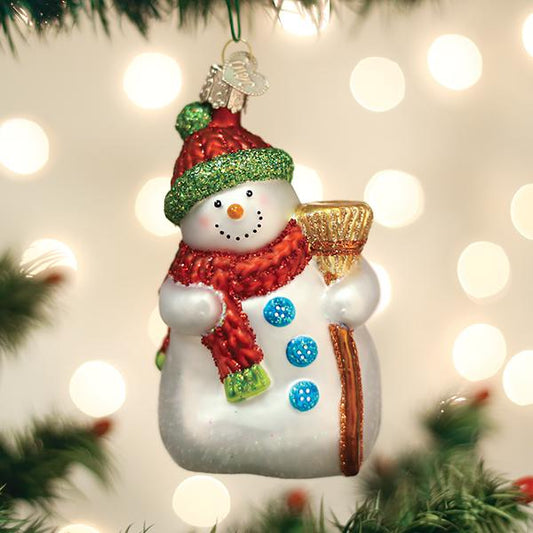 Snowman With Broom Ornament - themonogram manor 