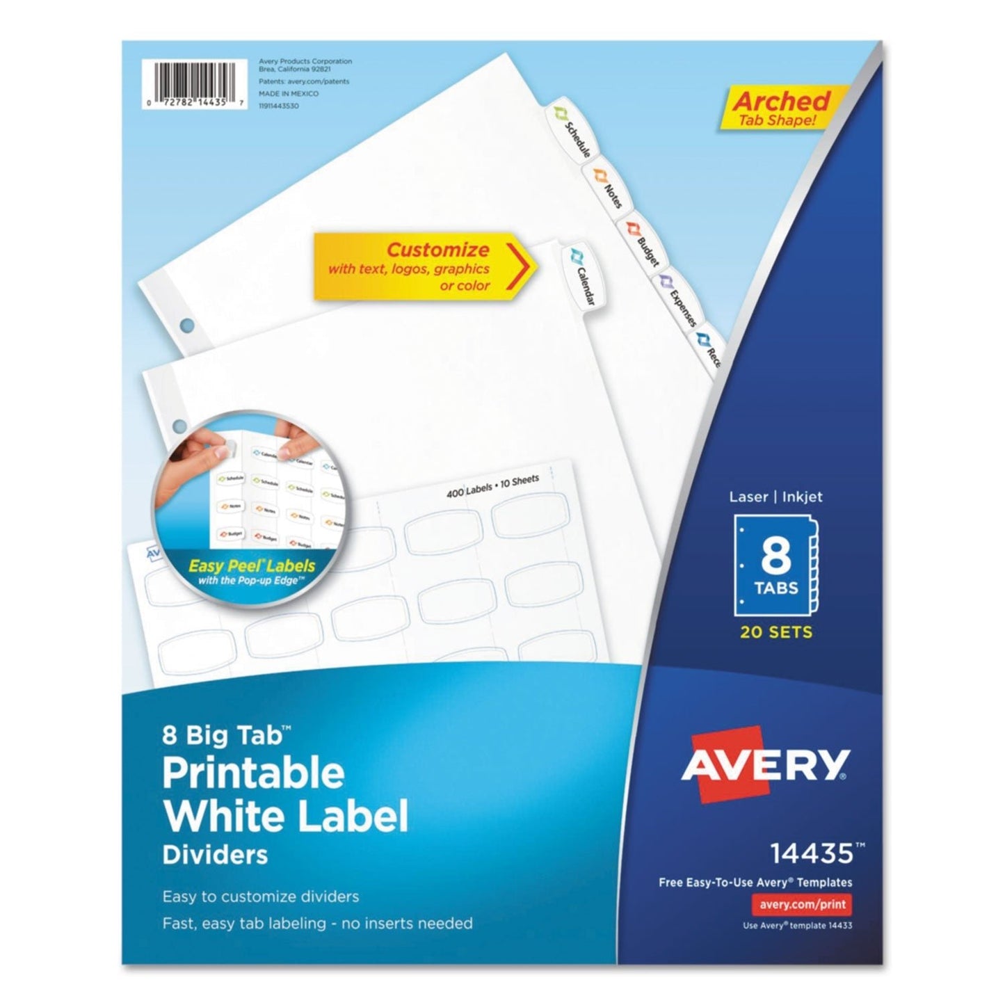 Avery Big Tab Printable White Label Tab Dividers, 8 - Tab, 11 x 8.5, White, 20 Sets - themonogram manor 
