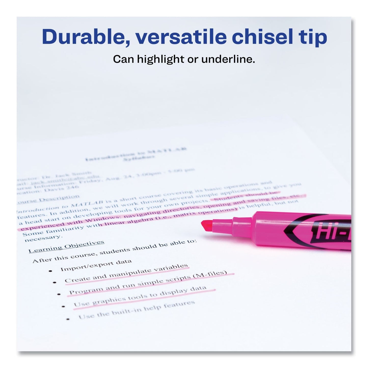 Avery HI - LITER Desk - Style Highlighters, Fluorescent Pink Ink, Chisel Tip, Pink/Black Barrel, Dozen - themonogram manor 