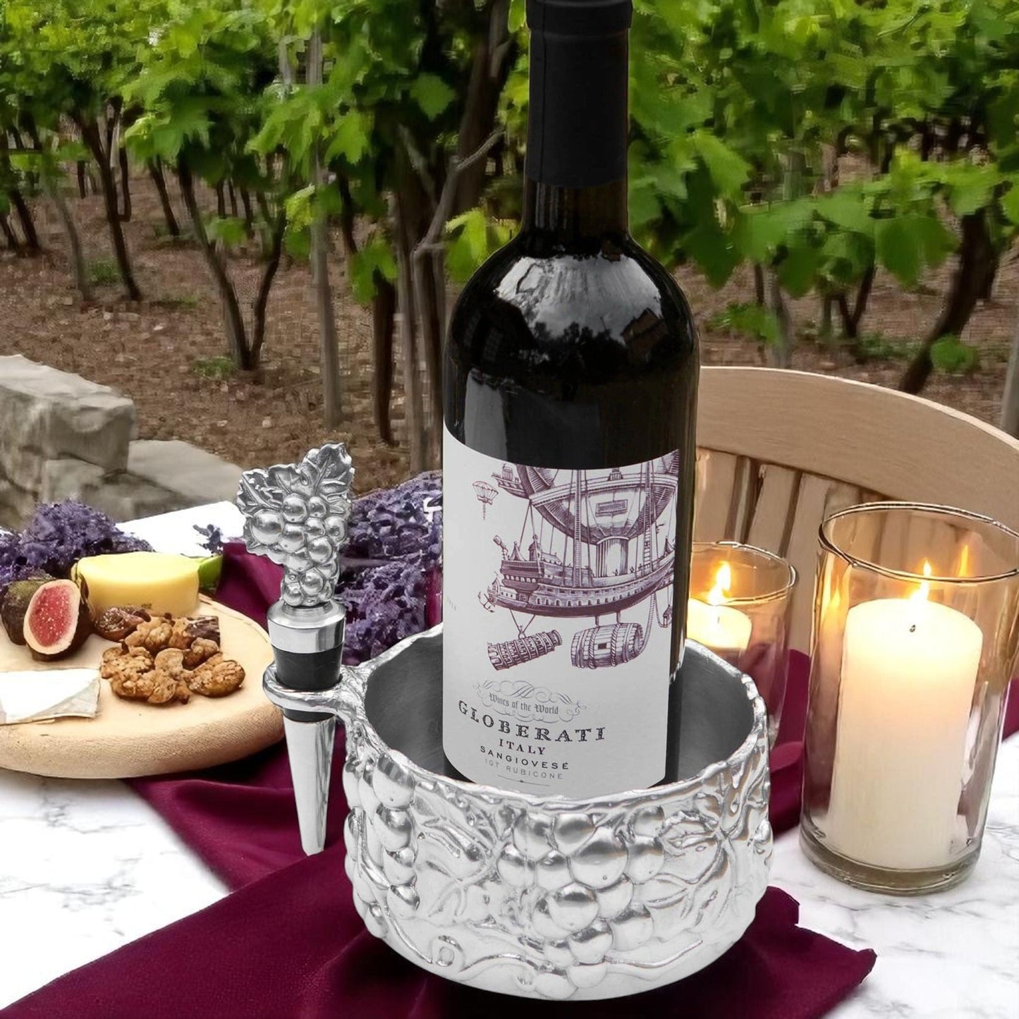 Grape Wine Caddy and Stopper Set - themonogram manor 