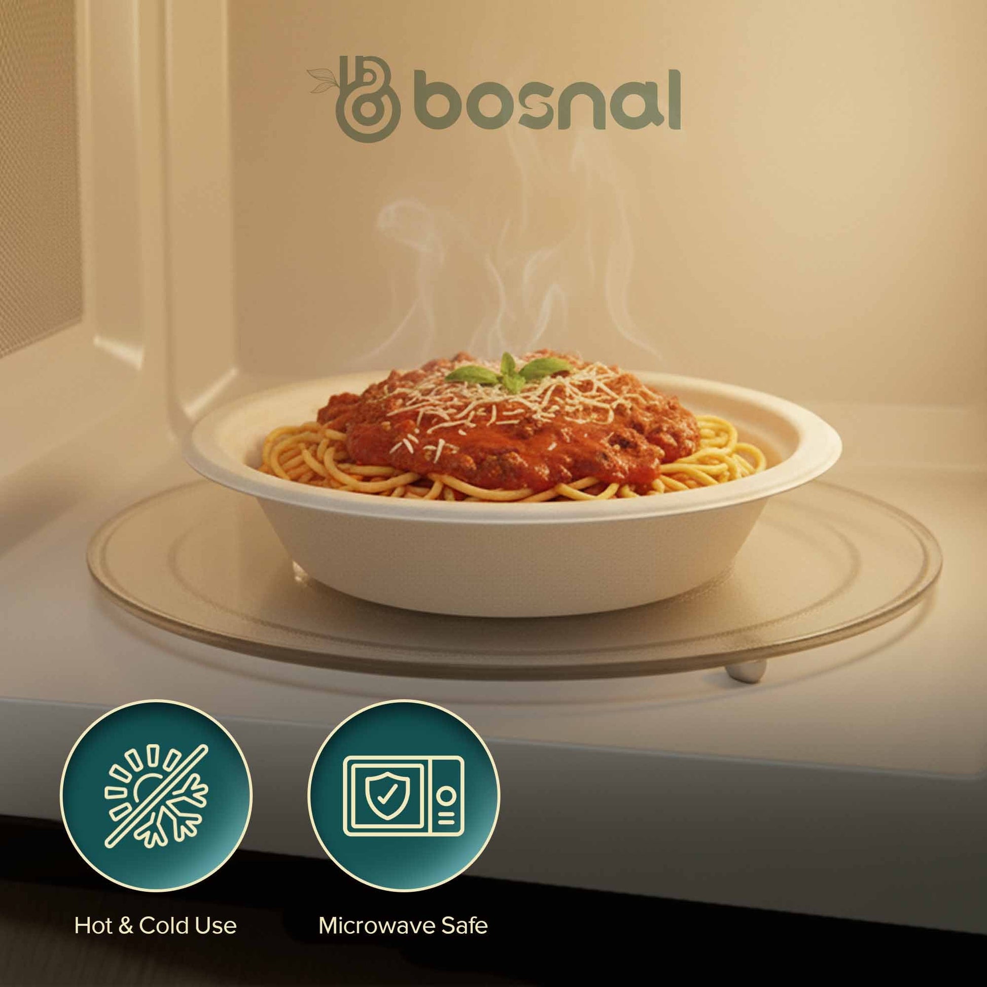 Bosnal - Sugarcane Bagasse Compostable Bowls, 16 Oz, Round - themonogram manor 