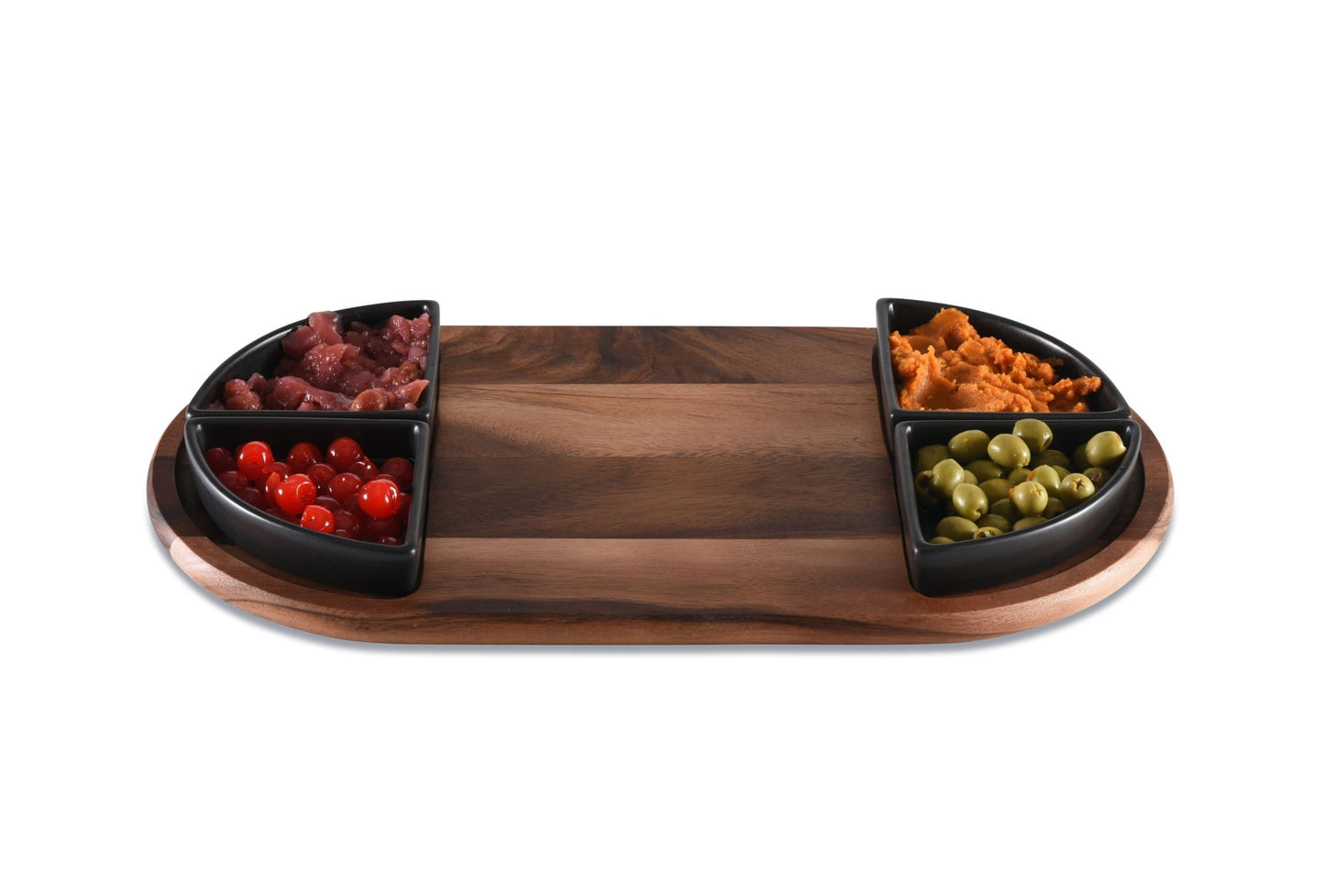 Charcuterie / Serving Tray w/ 4 Triangular Ceramic Bowls - themonogram manor 
