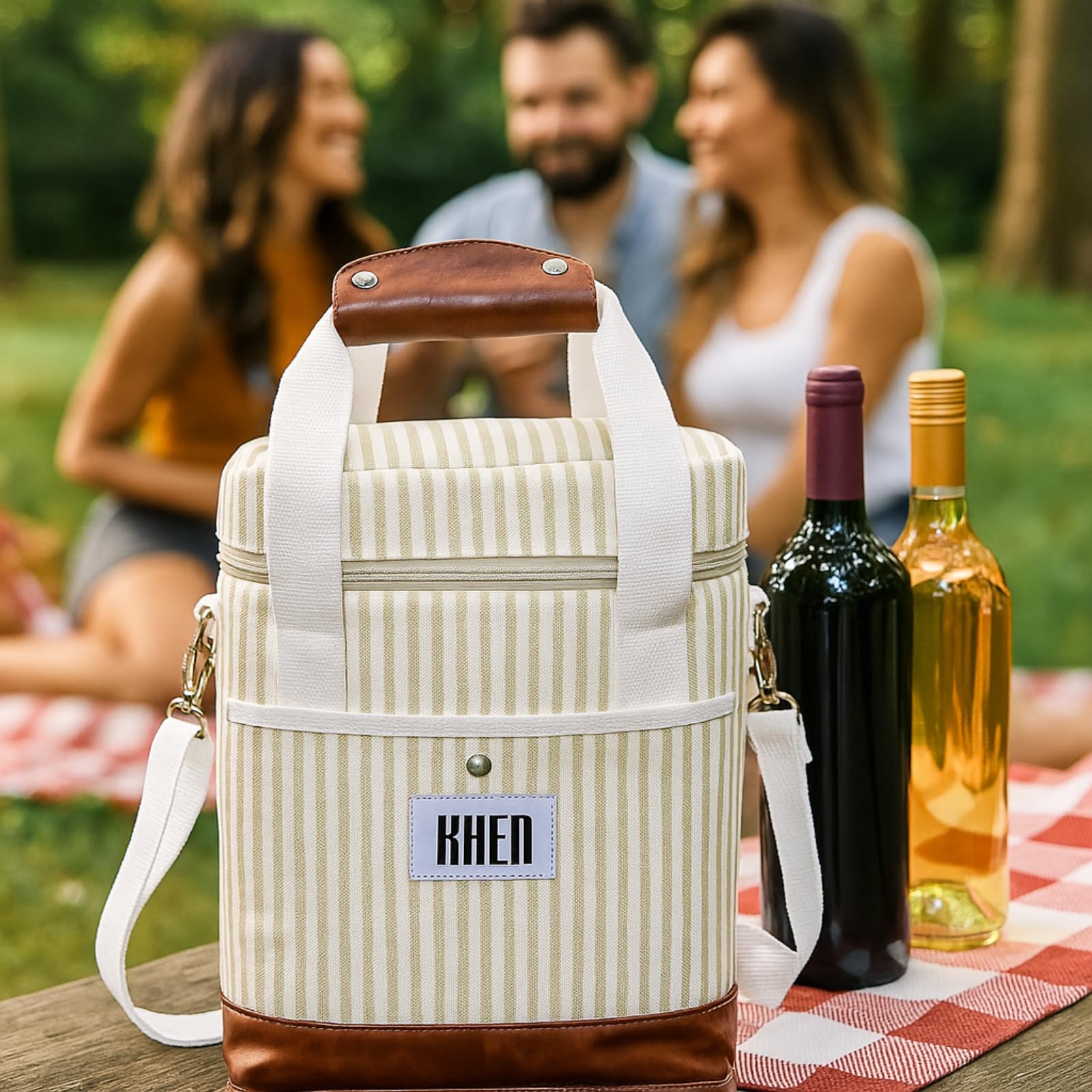 2 Bottle Wine Carrier Tote, Insulated Leakproof Cooler Bag - themonogram manor 