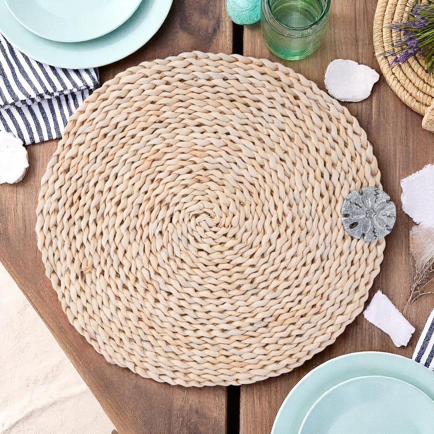 Sand Dollar Twisted Seagrass Placemats - set of 4 - themonogram manor 
