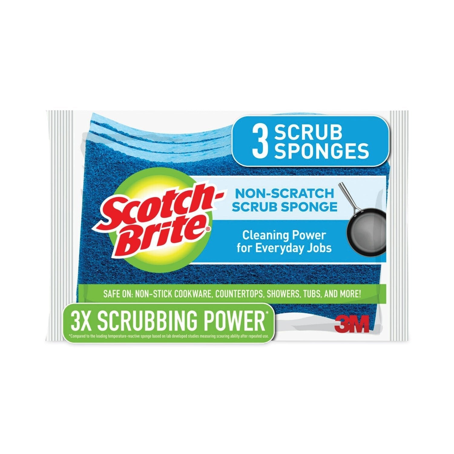 Scotch - Brite Non - Scratch Multi - Purpose Scrub Sponge, 4.4 x 2.6, 0.8" Thick, Blue, 3/Pack - themonogram manor 