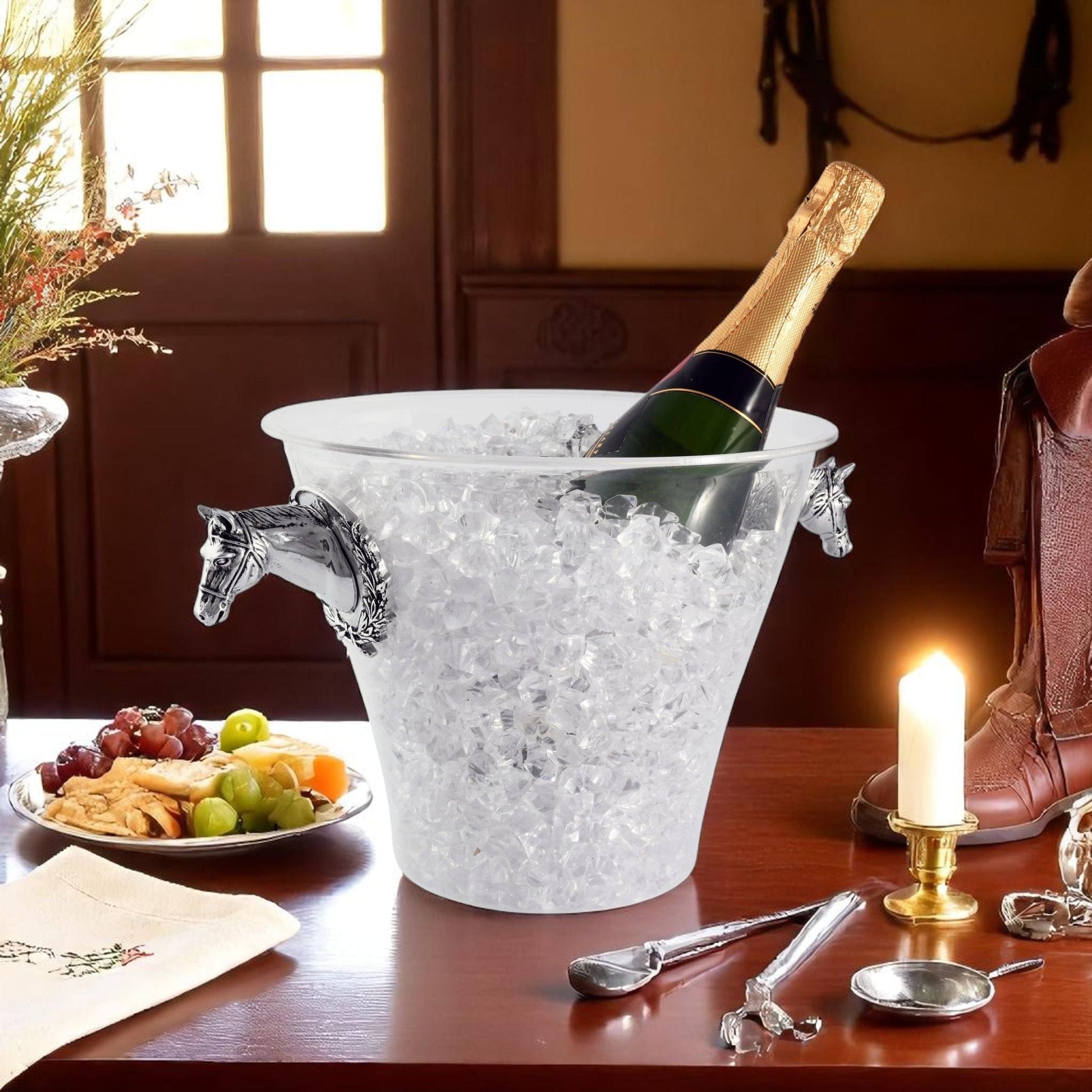 Horse Head Handle Acrylic Ice Bucket - themonogram manor 