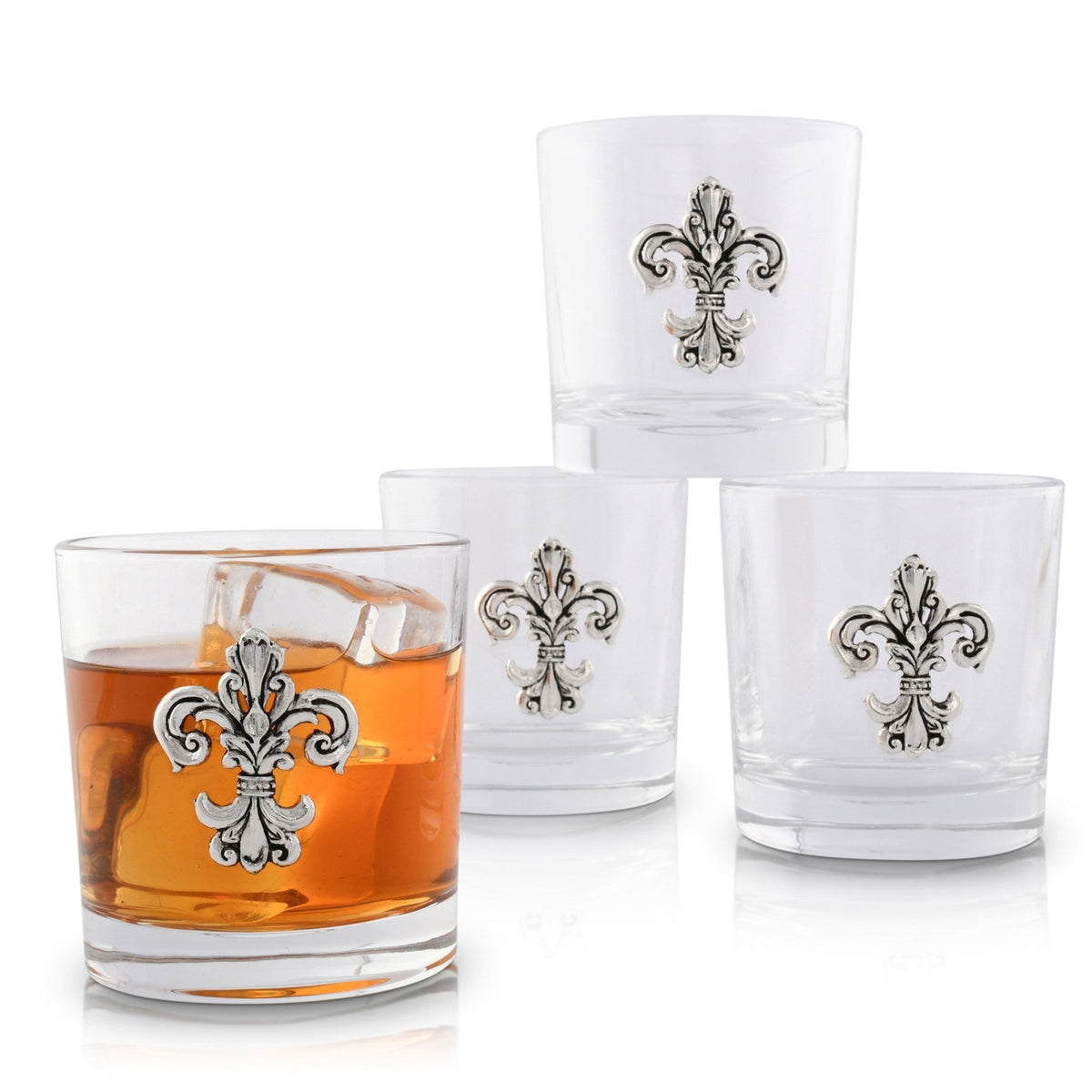 Fleur-de-Lis Bar Glasses Set of 4 - themonogram manor 