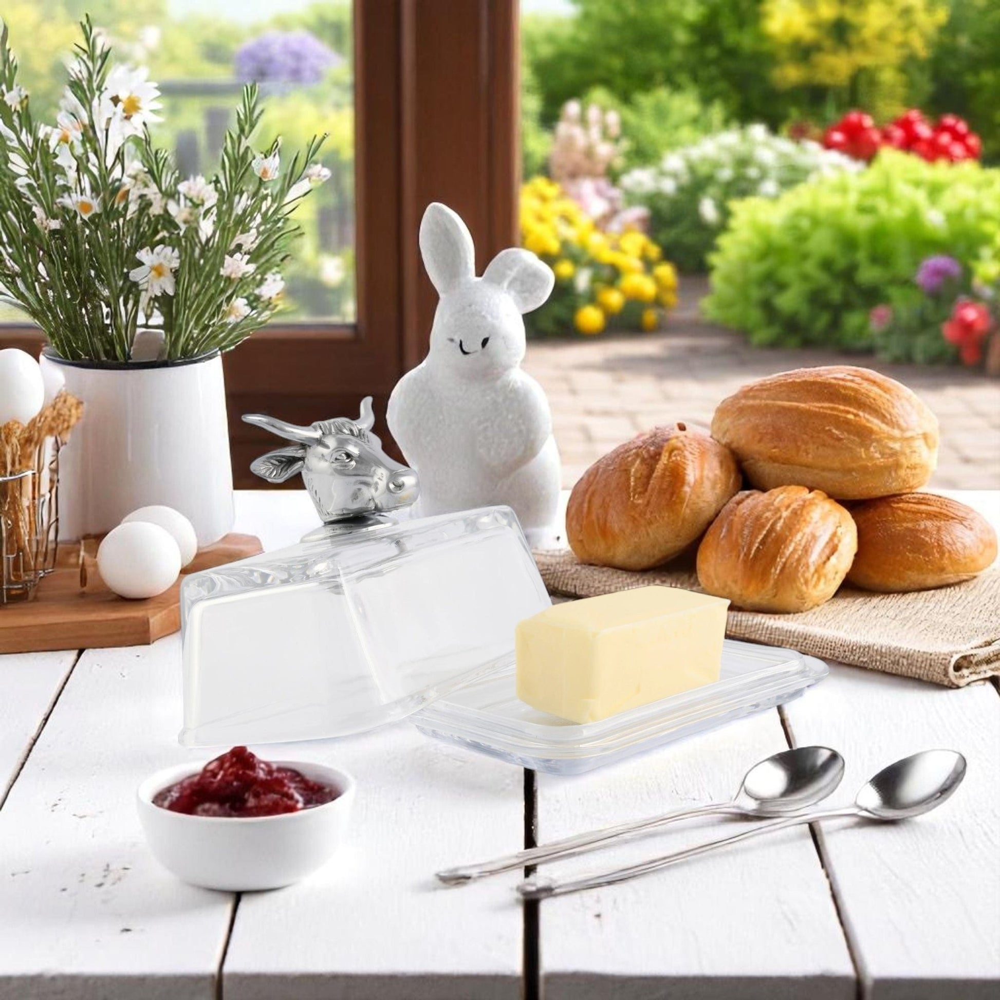 Glass Butter Dish - Cow - themonogram manor 